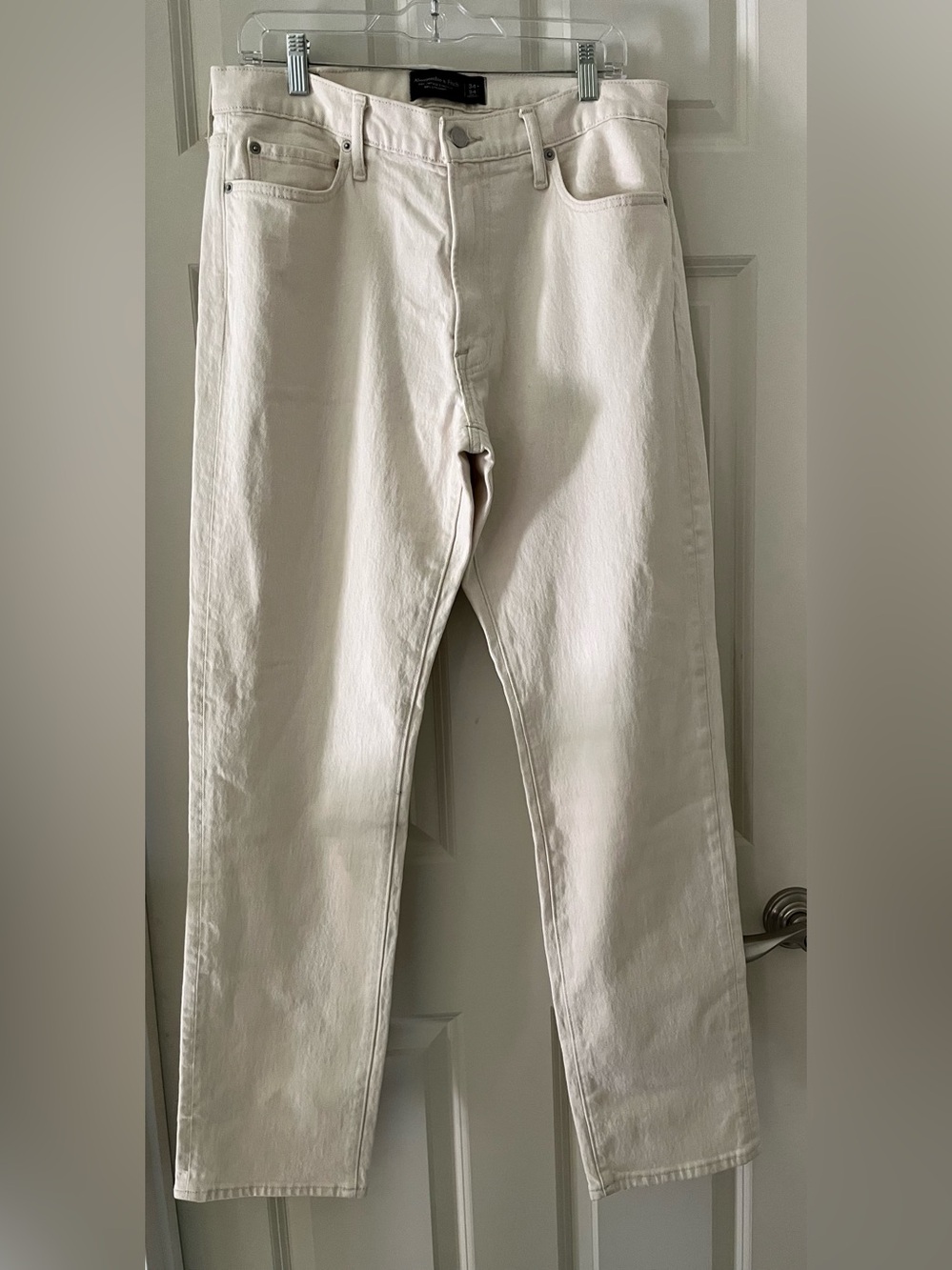 Men’s Abercrombie & Fitch Vintage Stretch 90’s Straight jeans cream pant 34x34